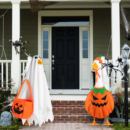 Silicherry 2 Set Halloween Goose Outfit Lawn Porch Goose Cloths Plastic Clothing Fall Halloween Outfit for 23 Inches Outdoor Patio Yard Lawn Art Decoration