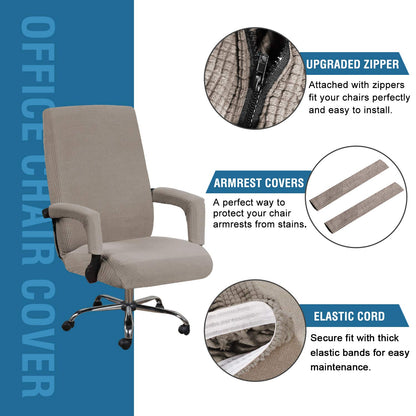 H.VERSAILTEX Stretch Computer Office Chair Cover, Desk Chair Covers High Back Universal Executive Boss Gaming Chairs Slipcovers Washable Anti-dust Seat Protector for Dogs Cats Pets,Taupe