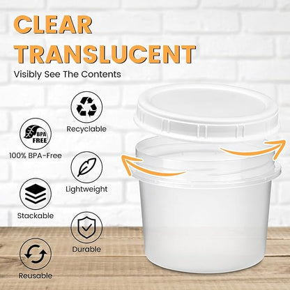 TUZAZO 6 Pack - 20 Oz Food Storage Containers with Screw Lids, Airtight Plastic Small Freezer Storage Container for Ice Cream, Overnight Oats, Snack, Soup, Portion and Meal Prep Container