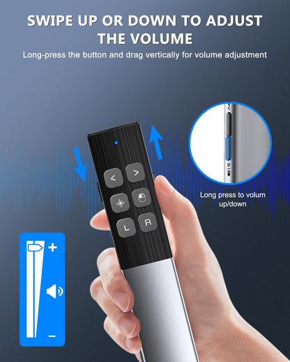 Wireless Presentation Clicker with Air Mouse, Gyro Volume & Ink Annotation – Rechargeable Remote for PowerPoint/Keynote on Mac, PC, Laptop