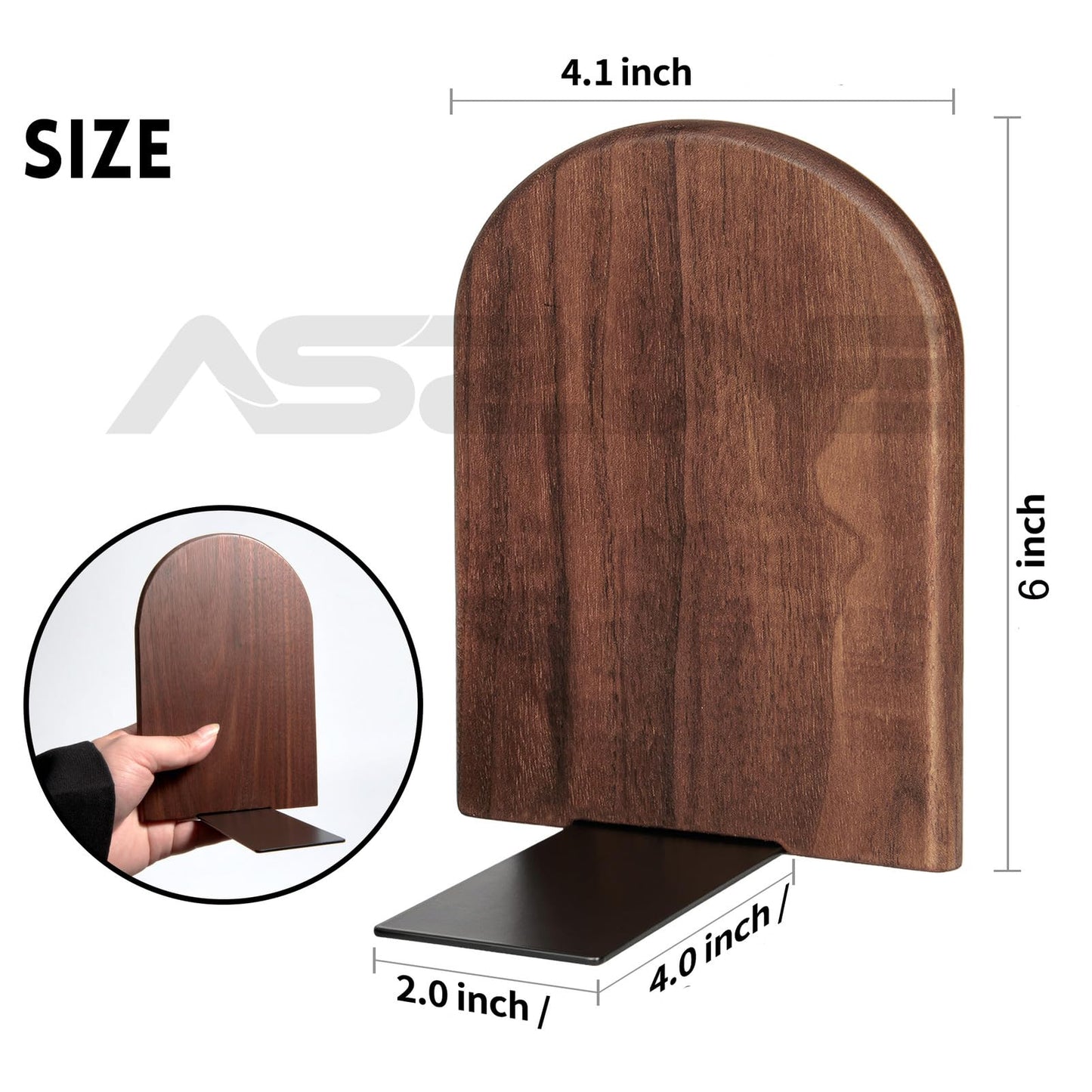 2Pairs Book Ends for Heavy Books, Wooden Bookends, Holds Heavy Books, Non-Skid, Perfect for Office Desk