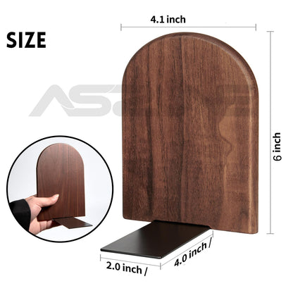 2Pairs Book Ends for Heavy Books, Wooden Bookends, Holds Heavy Books, Non-Skid, Perfect for Office Desk