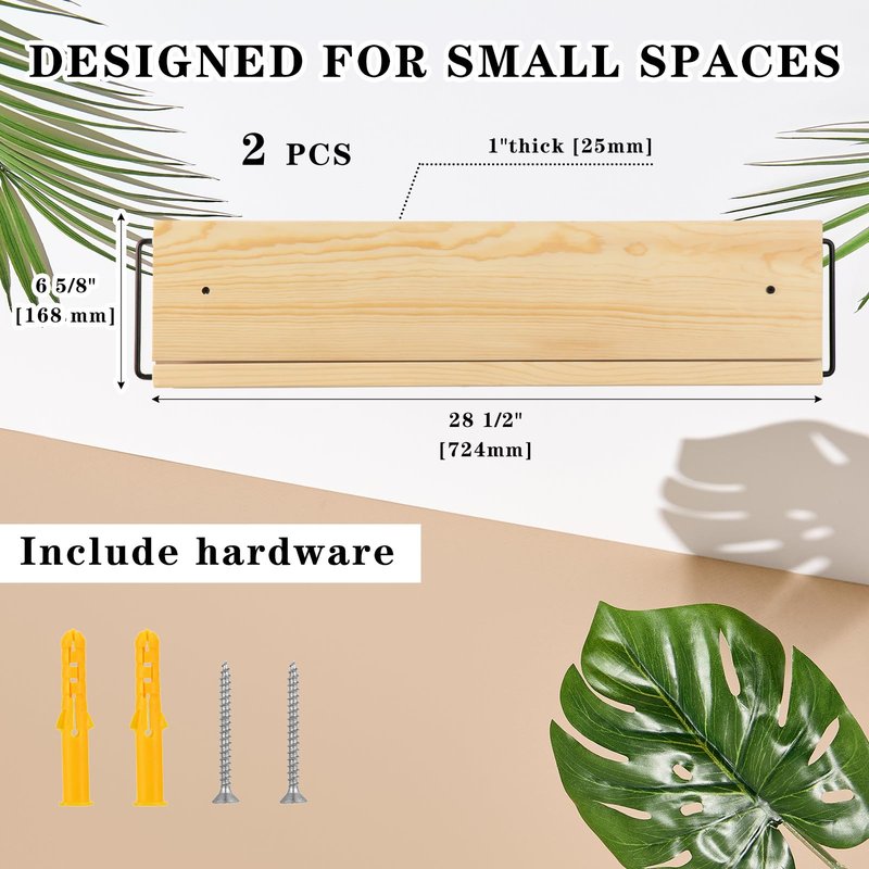 Mifoci 2 Pcs Wall Mounted Shoe Rack Organizer Wooden Modern Compact Wall Space Saving Shoe Holder Storage for Sneaker Footwear Slipper Boots Entryway Narrow Spaces Hallway(28.35'' Long)