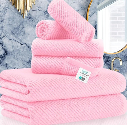 Pink Towels - 100% Cotton, Quick Dry, Lightweight, Towel Set of 6, 2 Large Bath