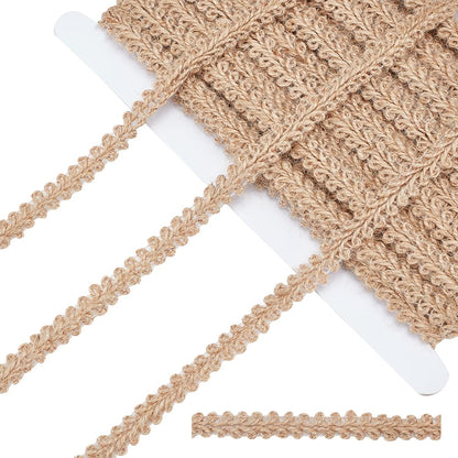 PH PandaHall 22 Yard Braided Burlap Ribbon Burlywood Lace Craft Ribbon 11mm(3/8 Inch) Rustic Woven Braid Trim Jute Ribbons for Bohemian DIY Crafts Costume Slipcover Curtain Clothing Sofa Home Decor