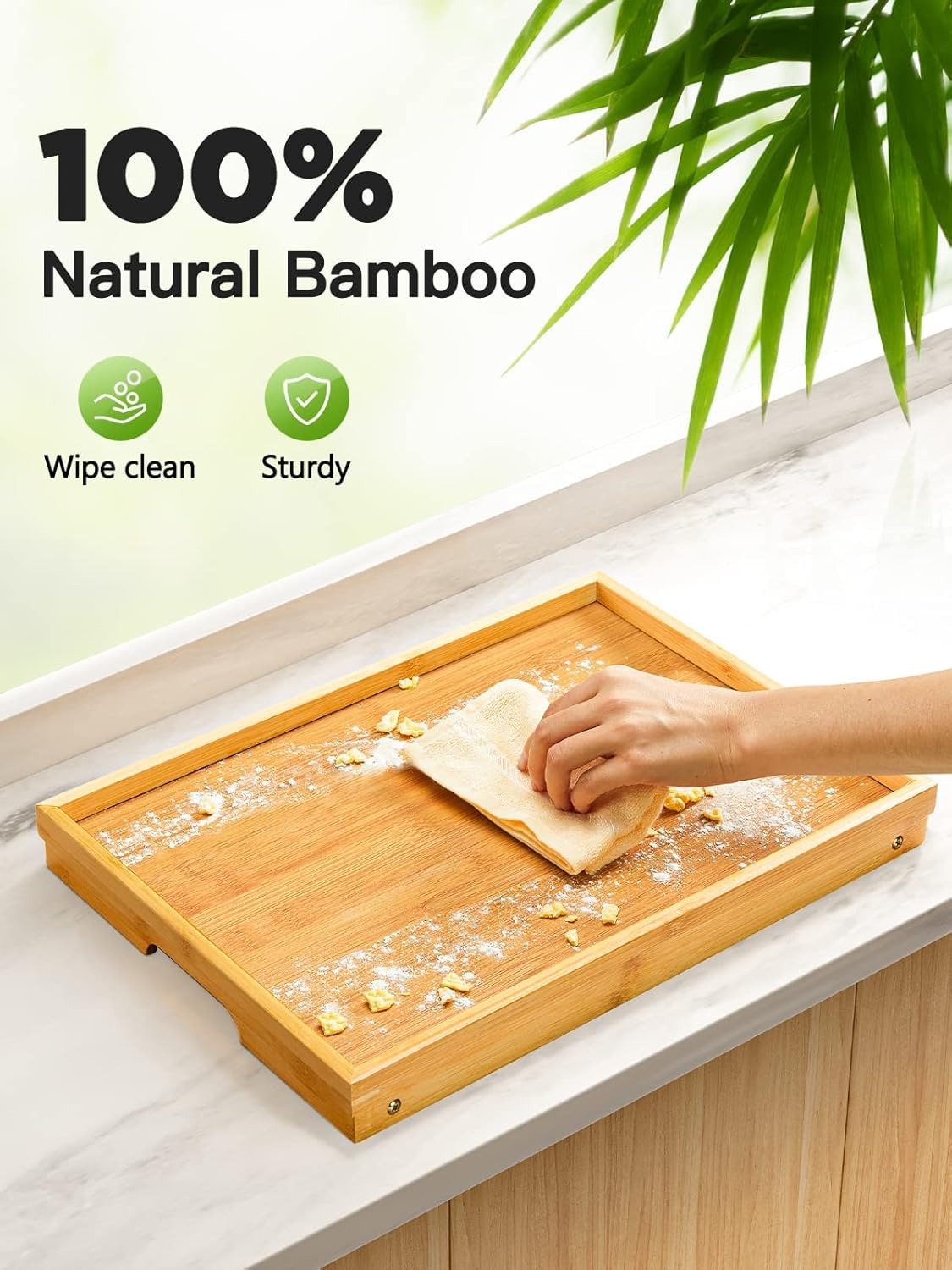 Pipishell Bamboo Bed Breakfast Tray with Foldable Legs, Handles, Ideal for Kids, Couples, Sofa, Eating, Working, Used As Laptop Desk Snack Table - 2 Pack