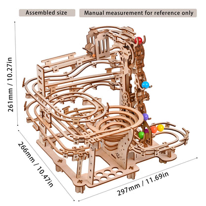 3D Wooden Puzzles Marble Run Chain Kit, Wood Creative Mechanical Puzzles Assembly Model Building Kits to Build for Adults & Kids, DIY Wooden Puzzle Hobbies Toys for Adults &Teens Gifts