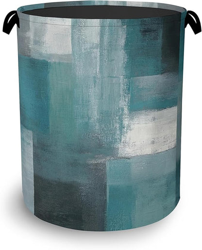 Blue Gray Modern Laundry Basket, Art Foldable