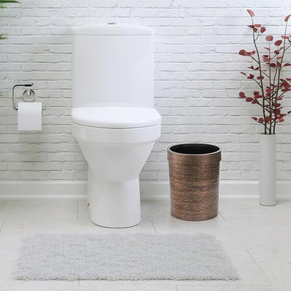 Noamus 3 Pack Vintage Small Trash Can, 1.7 Gallon Plastic Round Wastebasket, Hipsteen Retro Style Garbage Can, Wood Grain Garbage Bin with Top Ring to Fix Bag for Home Kitchen Office Bathroom