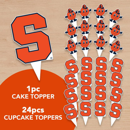 Desert Cactus Syracuse University Cupcake Topper and Cake Toppers Set - Syracuse Orange 25 Pcs Food Party Supplies, Tablecloth Decorations, Graduation and Game Day