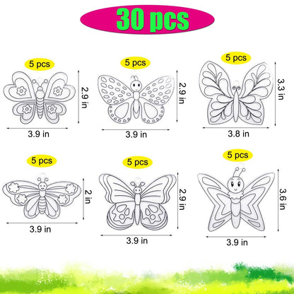 30 Sets Suncatcher Kit Butterfly Suncatchers Window Art Paint Sun Catcher DIY Craft Kits Butterfly Suncatcher Kit for Outdoor Spring Summer Decoration Home Activity Art Project Birthday Party Favors
