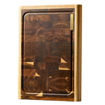 ARMORBEAR End Grain Acacia Wood Cutting Board, Reinforced Shield+Frame™ Edge Lock, Thick Butcher Block Cutting Board for Kitchen, Large Wooden Chopping Board with Juice Groove, 15.8 x 11.2 x 1.2 Inch