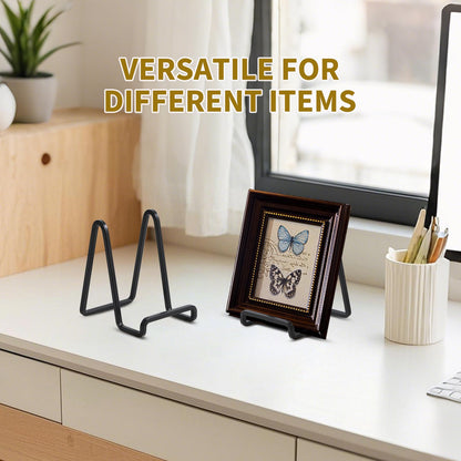 Plate Holder Easel Display Stand - 4.5 inch Metal Plate Stands for Display - Tabletop Picture Stand - Black Iron Easels for Display Pictures | Photo Frames | Book | Decorative Plates | Plaque - 1 Pack