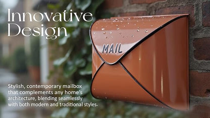 NACH Wall Mount Mailboxes, 11.5 x 9 x 4.5 inch Terracotta Wall Mailboxes for Outside, Waterproof Mailboxes for Outside - Envelope Mailbox