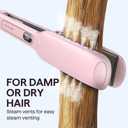 Wavytalk Wet to Straight Hair Straightener, Titanium 1.75 Inch Vent Sesh Wide Flat Iron, Straightener for Damp or Dry Hair with Dual Voltage Leave Silky & Smooth, Black
