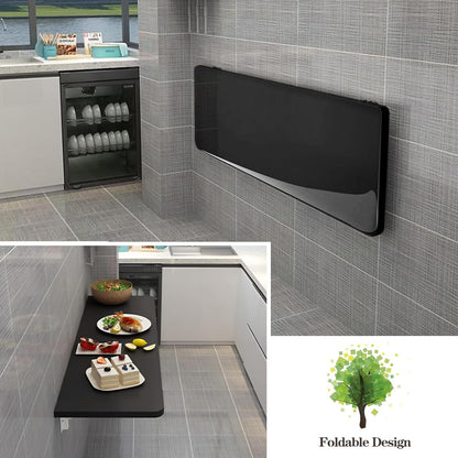CYGJSYEA Wall Mounted Folding Table,Black Floating Desk for Small Spaces,Stainless Steel Bracket Laundry Folding Table,Wall Folding Desk,Home Bars and Dining Establishments(80X50cm/31.5"×19.7")