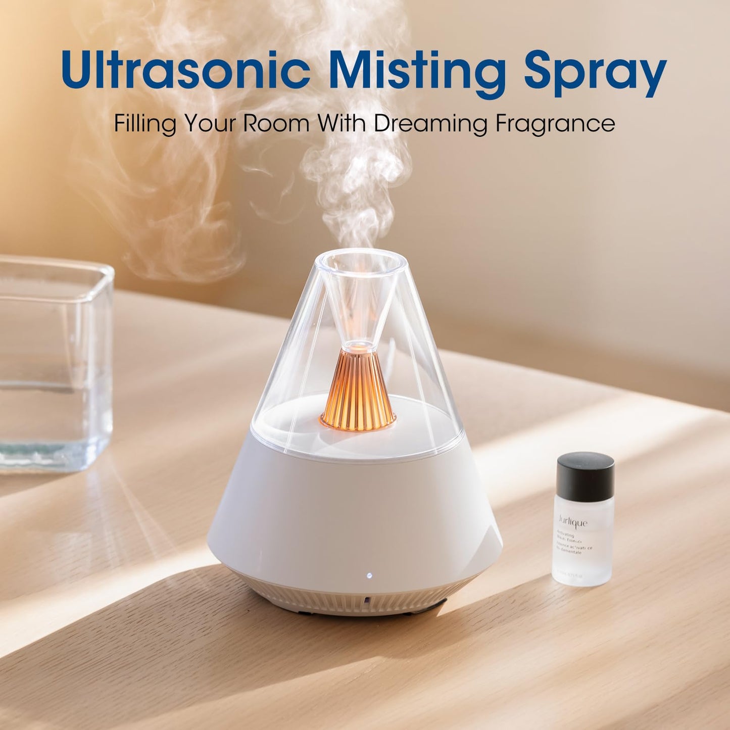 Essential Oil Diffuser, Modern Style Aromatherapy Aroma Diffusers with Candle Light, Fragrance Ultrasonic Cool Mist Humidifier, Remote Control, Auto Shut-Off, for Home Living Room Office