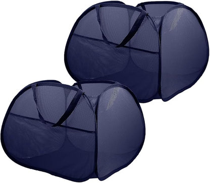 2 Pack Collapsible Foldable Laundry Baskets, 90L Large Durable Mesh Pop Up