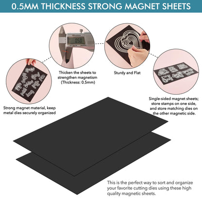 BAOFALI 5Pcs/Set A4 11.7x8.2inch Sheets Rubber Soft Magnet Sheet for Metal Cutting Dies Storage Orangize Crafts Tool Scrapbooking Arts and Crafts Flexible Placement Mats(Thickness0.5mm)