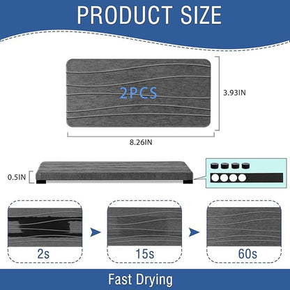 2PCS Water Absorbing Stone Tray, Fast Drying Stone Sink Tray, Water Absorbent