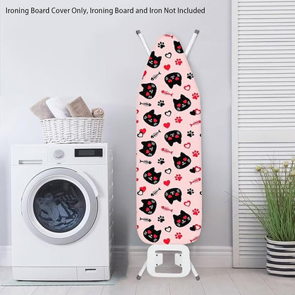 Cat Design Ironing Board Cover and Pad, Standard Size 16x55 inche Thick Padding