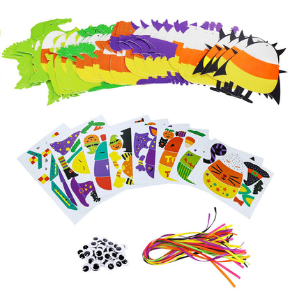 Winlyn 32 Sets Halloween Crafts Kits DIY Halloween Ornaments Decorations Art Sets Pumpkin Monster Jack-o'-Lantern Stickers Arts Crafts Supplies Kit Googly Eyes for Kids Party Home Classroom Activities
