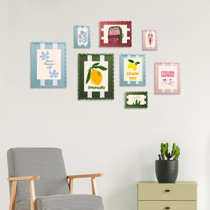 YESKAY 8x10 Picture Frame with Real Glass,Wavy Edge Wooden Photo Frame for 6x8,Cute Scalloped Picture Frame for Tabletop or Wall Hanging,Green,1 Pack