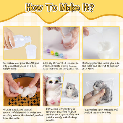 TECMIYO DIY Hand-Painted Squishy Making Kit – 18oz Liquid Silicone Gel for Taba Squishies with Chubby Cat and Cat Paw Molds