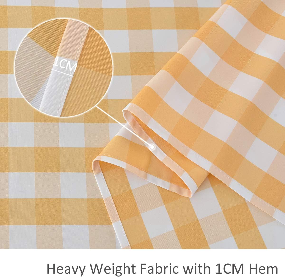 maxmill Checkered Rectangle Tablecloth Water Resistance Wrinkle Free Spillproof Heavy Weight Gingham Plaid Table Cloth for Buffet Banquet Parties Holiday Dinner, 60 x 84 Inch Yellow and White