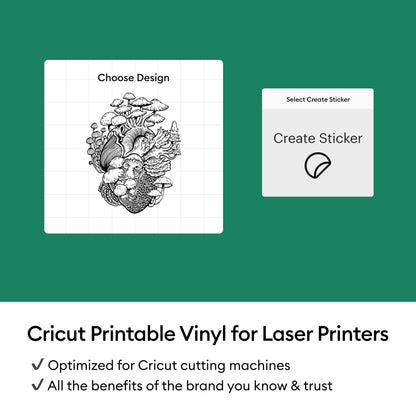 Cricut Vinyl Sticker Paper (25 White Sheets, 8.5x11), Printable Stickers for Laser Printer - Compatible with Cricut Maker, Explore, & Joy Xtra Machines