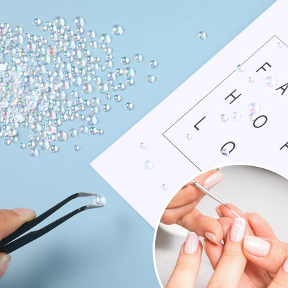 1400 Pieces Dewdrop Water Droplets Embellishments Dewdrop Simulation Round Waterdrop Resin Beads for DIY Scrapbooking Crafts Cell Phone Case Card Making(AB Color)