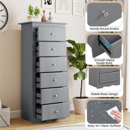 Giantex 6-Drawer Dresser for Bedroom, Wooden Chest of Drawers w/Metal Handles & Large Capacity, 16" D x 23" W x 53.5" H Clothes Organizer, Modern Tall Dresser for Bedroom, Entryway, Living Room