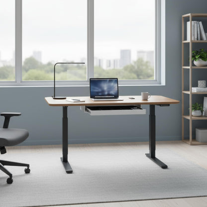 PERFECT POSTURE Max Under Desk Storage Drawer – Large Desk Drawer with Lock for Regular & Sit-Stand Standing Desks, White (19.3" x 10")