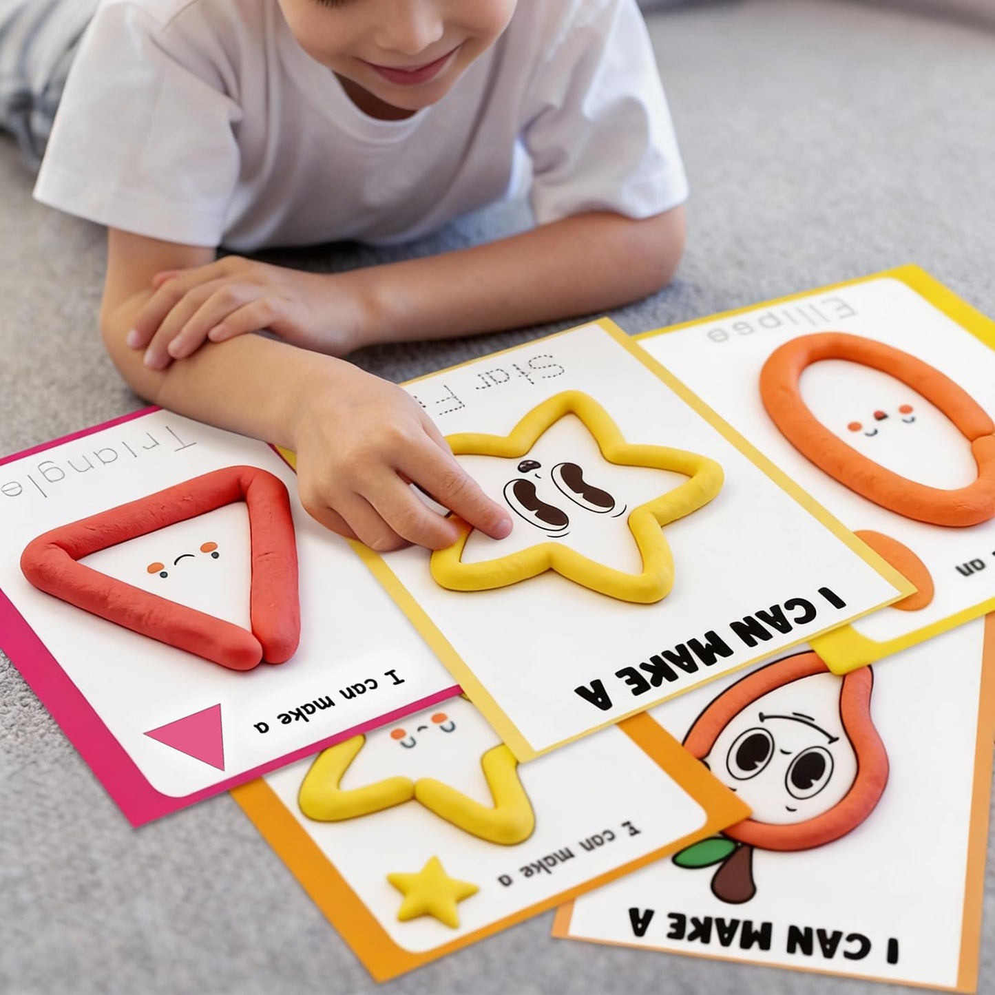 Ireer 36 Pcs Playclay Dough Mats for Kids Activity Card for Clay Back to School Preschool Number Alphabet Animal Shape Learning Activity Games for Classroom Home Educational Supplies