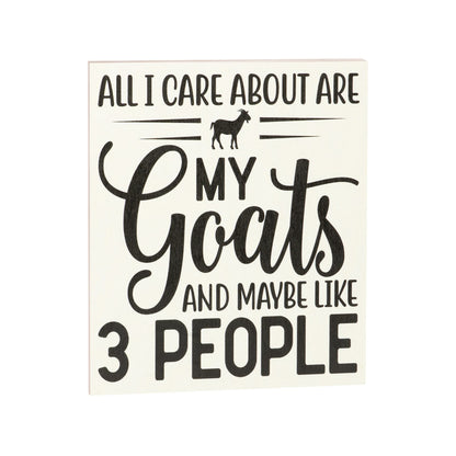 JennyGems All I Care About Are My Goats and Maybe 3 People Wooden Sign, Goat Gifts for Goat Lovers, Farm Decor, Made in USA