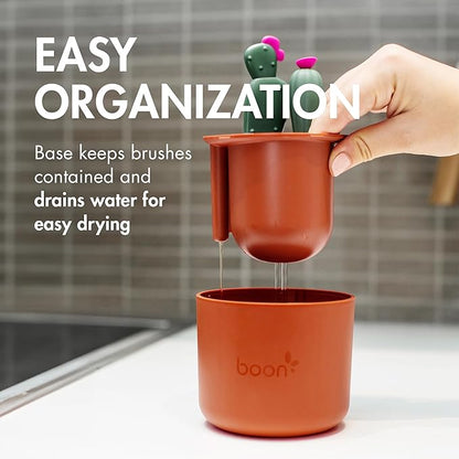 Boon Cacti Bottle Cleaning Brush Set, Terracotta, 4 Piece Set
