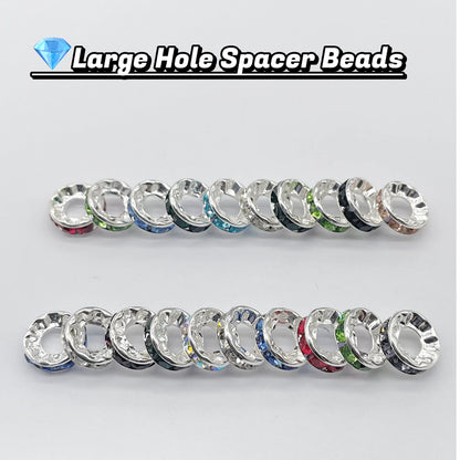 200 PCS Silver Plated Mix Color Beads for Jewelry Making - 10MM, Large Hole (4.5MM), Fit European Bracelets & Snake Chain