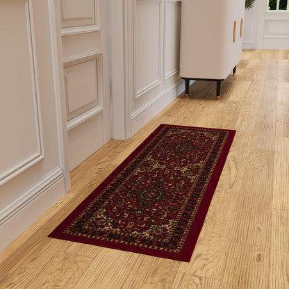 Ottomanson Hallway Runner Rug 20" x 53" Non Slip Oriental Area Rugs Easy to Clean Laundry Rug Runner Durable & Pet Friendly Floor Carpet Runners for Hallways Entryway Living Room Kitchen, Red