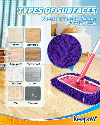 8Pcs Reusable Microfiber Mop Pads Compatible