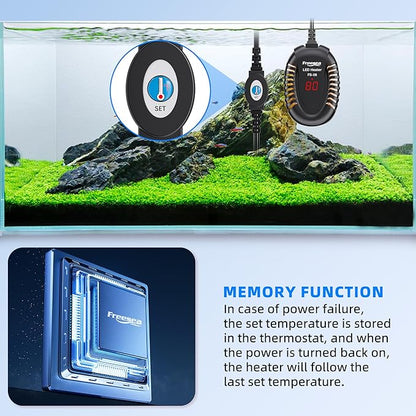 FREESEA Aquarium Fish Tank Heater: 100W Small Submersible Turtle Heater with Adjustable Temperature External Controller for Betta | Saltwater | Freshwater | 10-20 Gallon