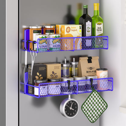 Magnetic Spice Rack for Refrigerator, 6 Pack 100% Metal Strong Magnet Shelf, Space Saving Spice Organizer, Home Kitchen Laundry Room Storage Organization W/ Paper Towel Holder, Utensils Racks (Grey)