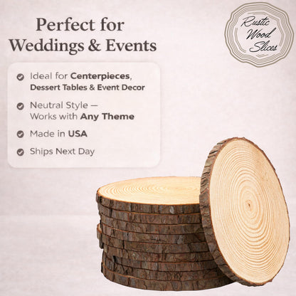Set of 10 Large Wood Slices (11-13”) – Rustic Wooden Rounds for Wedding Centerpieces, Event Decor, and Table Centerpieces
