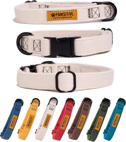 Pawsitive Hemp Dog Collar - Super Soft Hypoallergenic Lining. Great for Small, Medium and Large Dogs; Small Natural