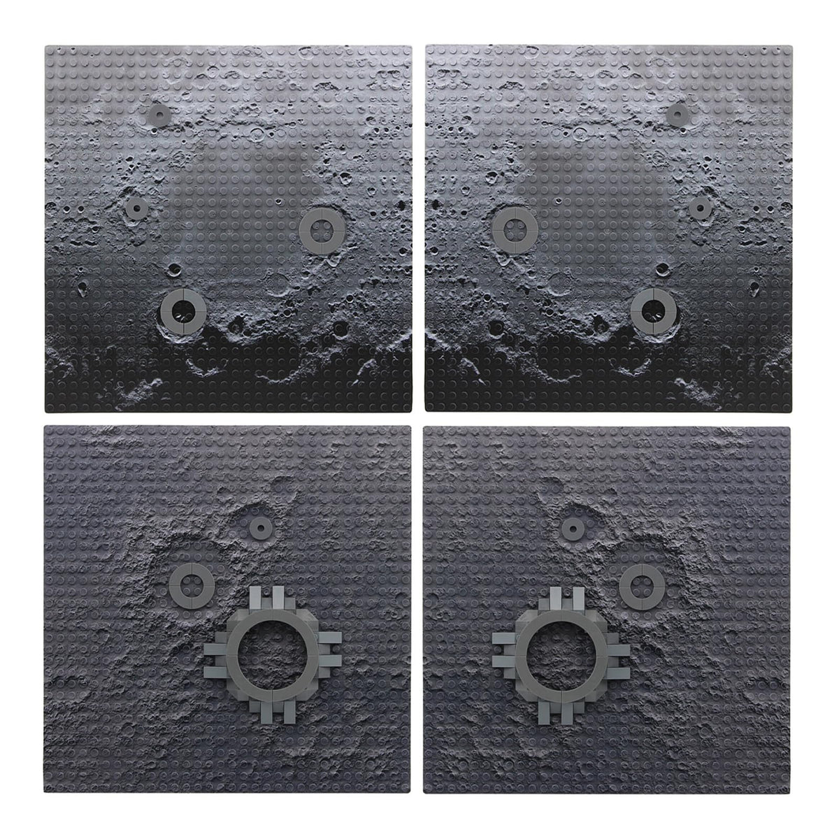Feleph Space Moon Baseplate 10x10 inches Classic Building Blocks Base Plate Gray Compatible with Major Brands - 4PCS