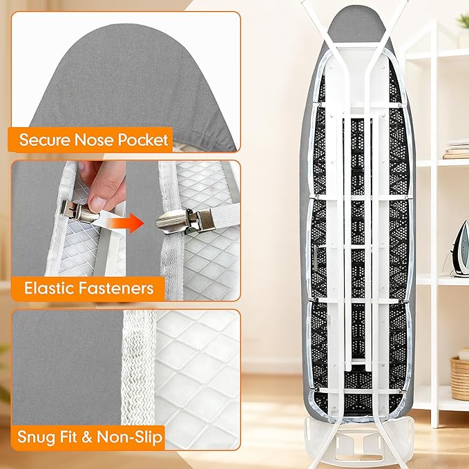 Ironing Board Cover and Pad, 18x49 Extra Wide Thick Iron Padding, Scorch &