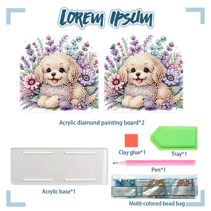 TDFERAN Diamond Art Napkin Holder, DIY Puppy Acrylic Tissue Storage Box for Table, Diamant Painting Kits Cocktail Napkin Holder, Diamond Painting for Paper Holders, Kitchen Decor