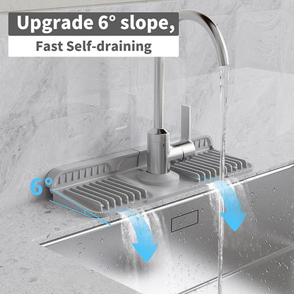WAFT YEARN 14X5 Inch Silicone Durable Faucet Mat Kitchen Sink Splash Guard