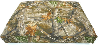 WHITEDUCK Outdoor Dog Bed Heavy-Duty 12oz Canvas, Water-Repellent Cotton, Machine Washable Removable Cover with Full-Length Zipper, Dog Bed for Large Dogs & Crate, Real Tree 35" Lx20 Wx4.3 th (M)