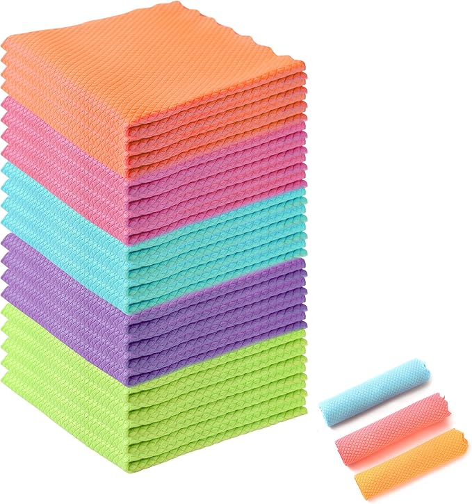 Streak-Free Miracle Cleaning Cloths, 20 Pack Fish Scale Cleaning Cloth Reusable