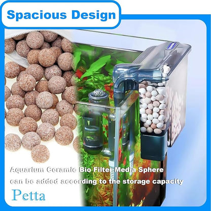 Hang on Back Fish Tank Filter for 10-20 Gallon Aquariums with Surface Skimmer, HOB Filter for Efficient and Silent Operation(CM-268), 79GPH(300L/H), 3W, 1 Pre-Filter Sponge, 1 Filter Pad